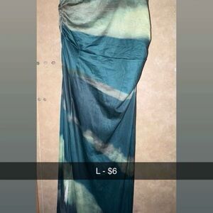 Blue and Green Tie-Dye Maxi Skirt